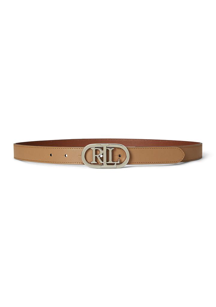 Ralph Lauren Oval-Logo Reversible Leather Skinny Belt