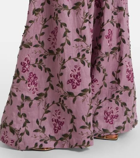 Agua by Agua Bendita Marea Wisteria embroidered linen wide-leg pants 5