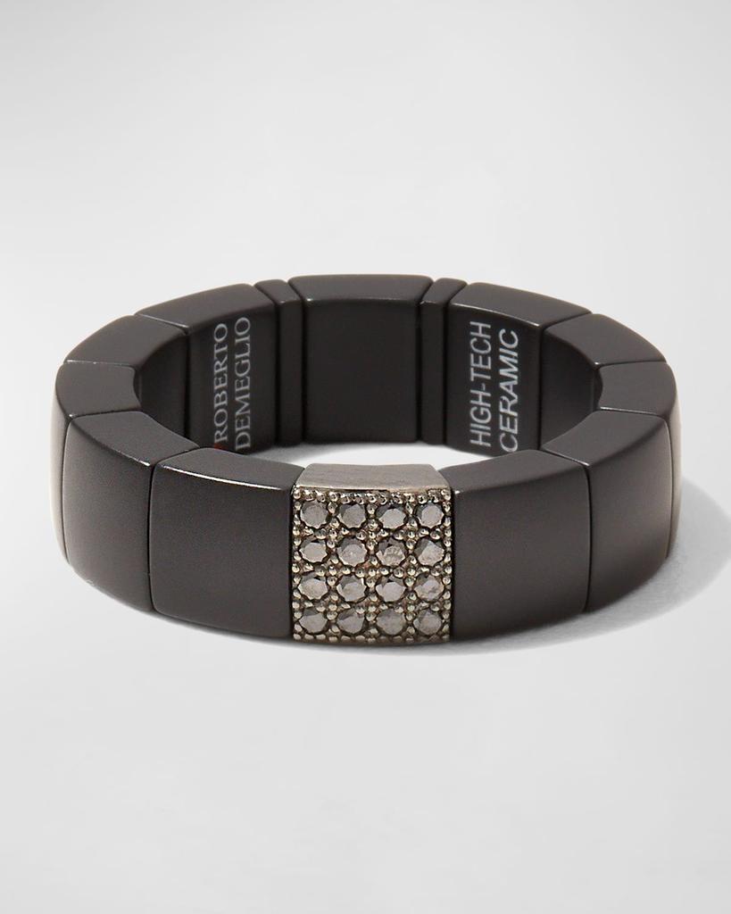 Roberto Demeglio Men's Scacco Matte Black Ceramic Ring with Diamond Link