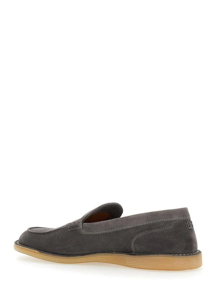 Dolce & Gabbana 'New Florio Ideal' Grey Loafers With Dg Detail In Suede Man 3