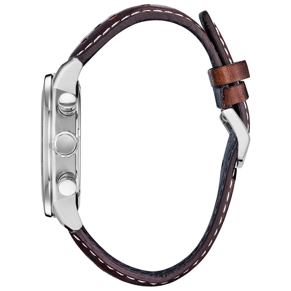 Citizen Eco-Drive Men's Chronograph Brycen Chestnut Brown Leather Strap Watch 44mm