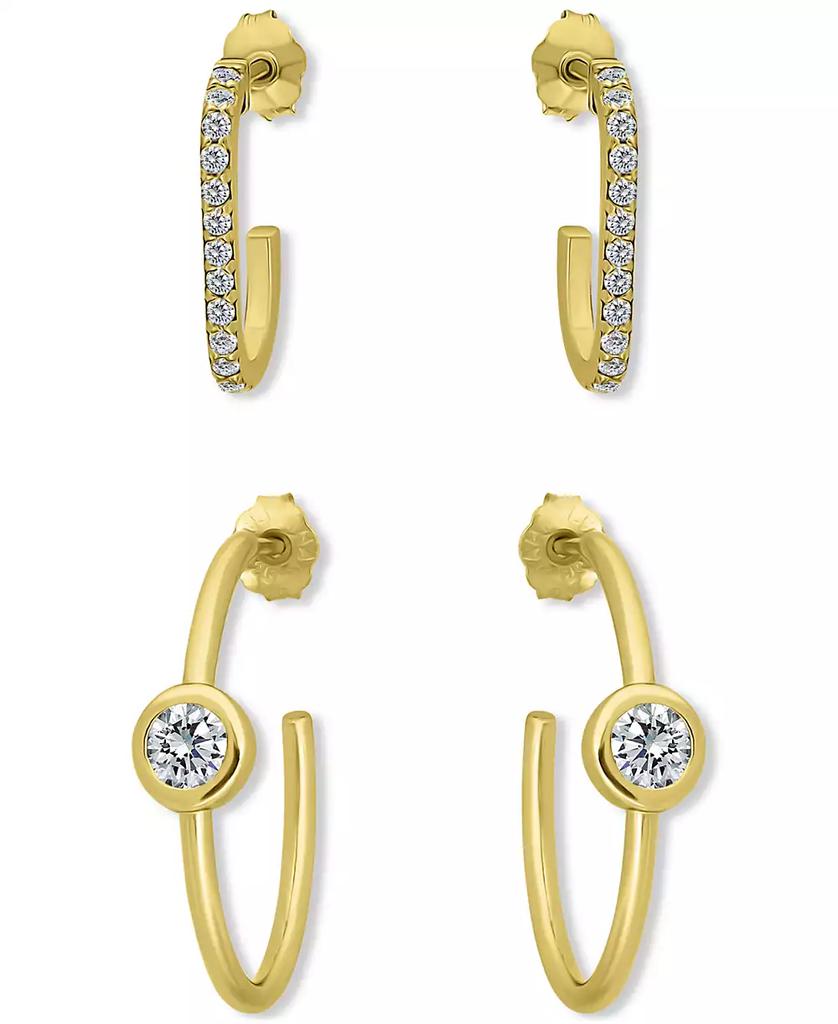 Giani Bernini 2-Pc. Set Pavé Cubic Zirconia & Round Bezel Set Cubic Zirconia Hoop Earrings in 18k Gold Over Sterling Silver, Exclusively at Macy's