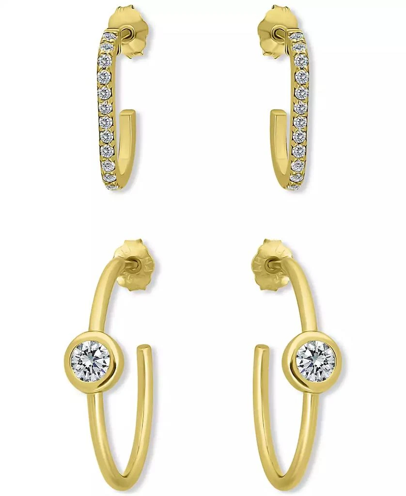 Giani Bernini 2-Pc. Set Pavé Cubic Zirconia & Round Bezel Set Cubic Zirconia Hoop Earrings in 18k Gold Over Sterling Silver, Exclusively at Macy's 1