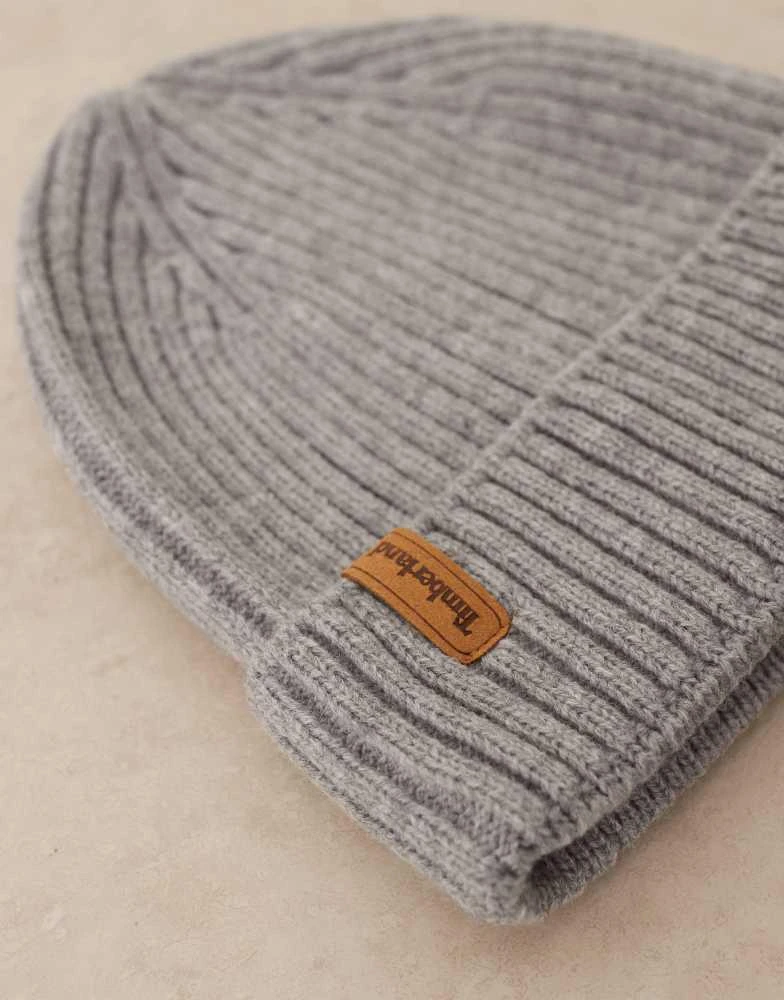 Timberland Timberland Rib knit beanie in medium grey heather 2