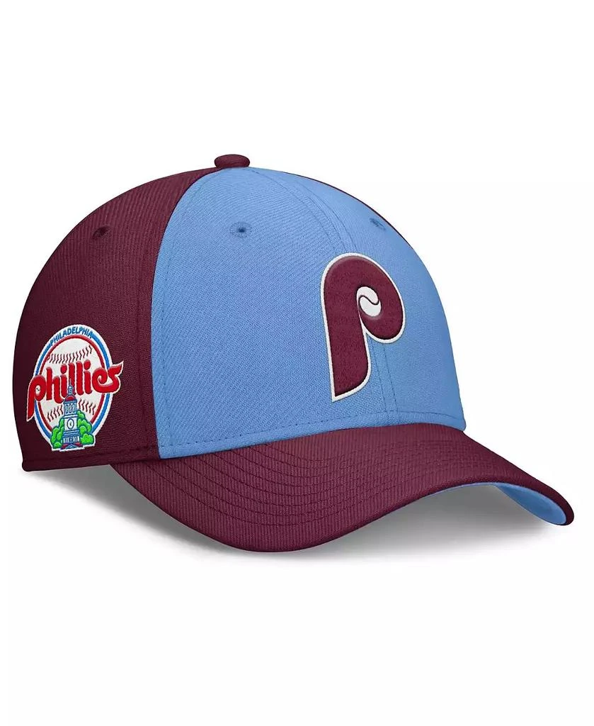 NIKE Men's Burgundy/Light Blue Philadelphia Phillies Rise Swoosh Performance Flex Hat 1