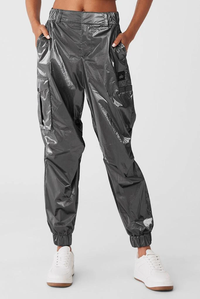 Alo Metallic High-Waist Break Line Jogger - Silver Metallic 1