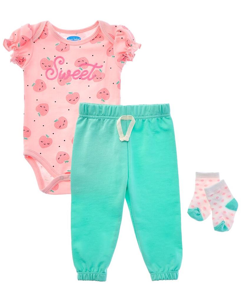 Bon Bebe bon bébé 3pc Bodysuit, Jogger Pant & Socks Set