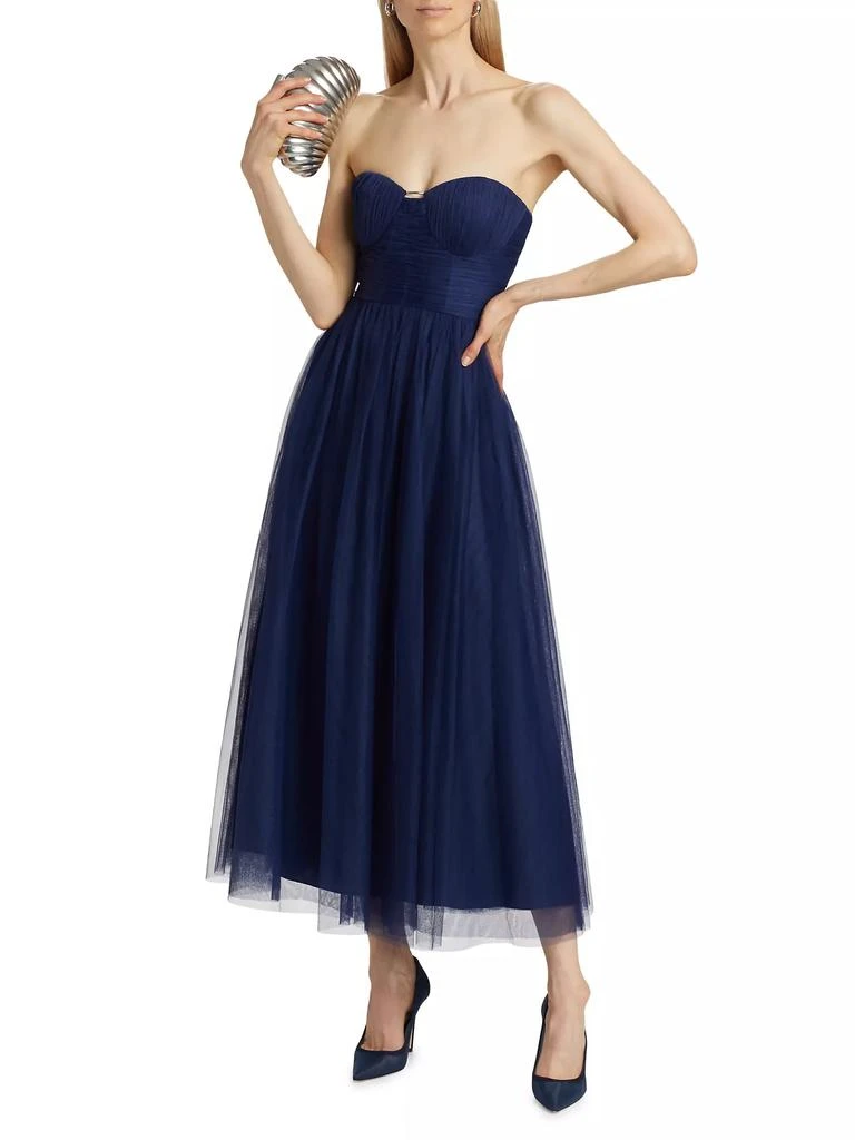 Monique Lhuillier Liane Tulle Strapless Cocktail Dress 3