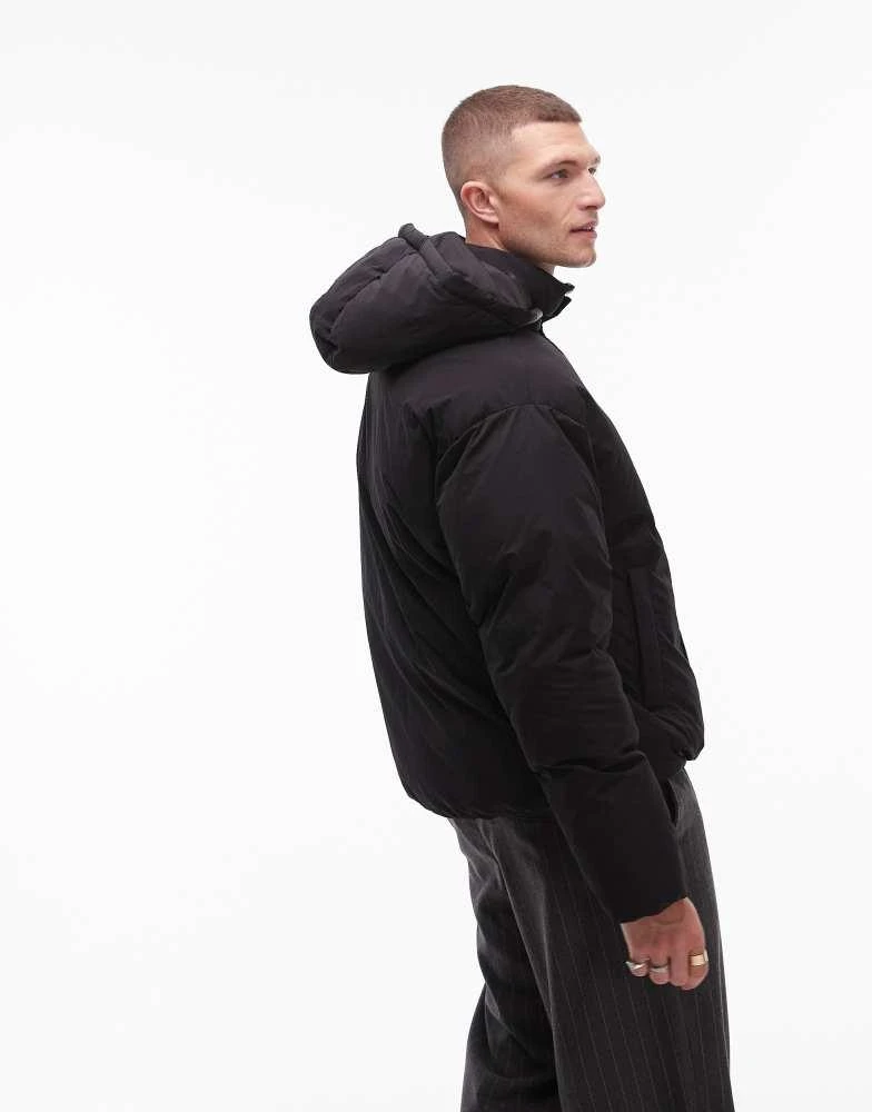 Topman Topman collared puffer jacket in black 4