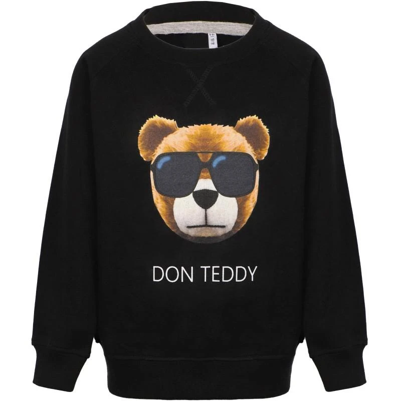 DON TEDDY Teddy bear logo black sweatshirt and sweatpants set 2