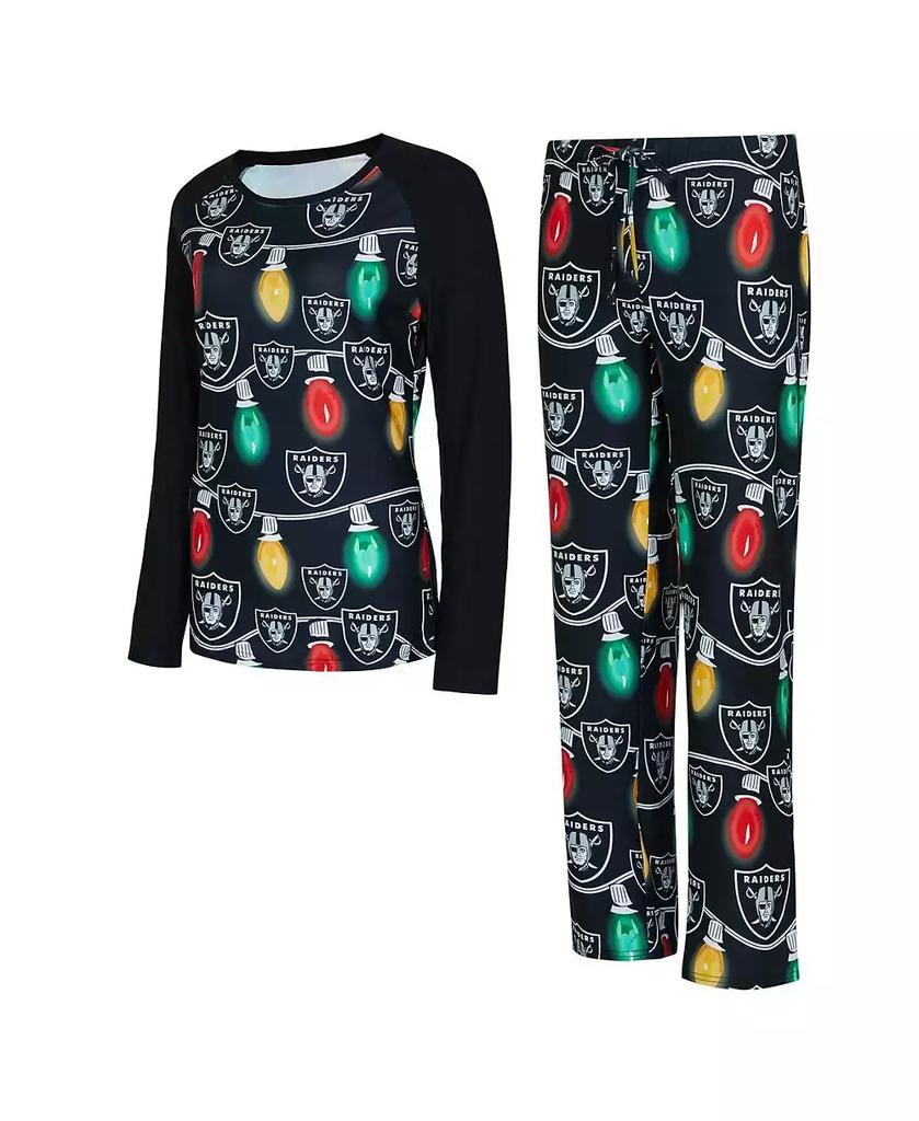 Concepts Sport Women's Las Vegas Raiders Garland Knit Raglan Long Sleeve T-Shirt Pants Set