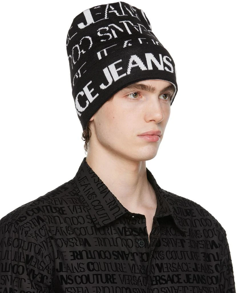 Versace Black & White Knit Beanie 2