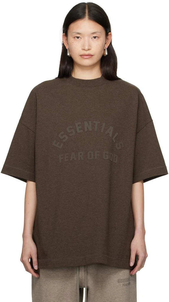 Essentials Brown Bonded T-Shirt 1