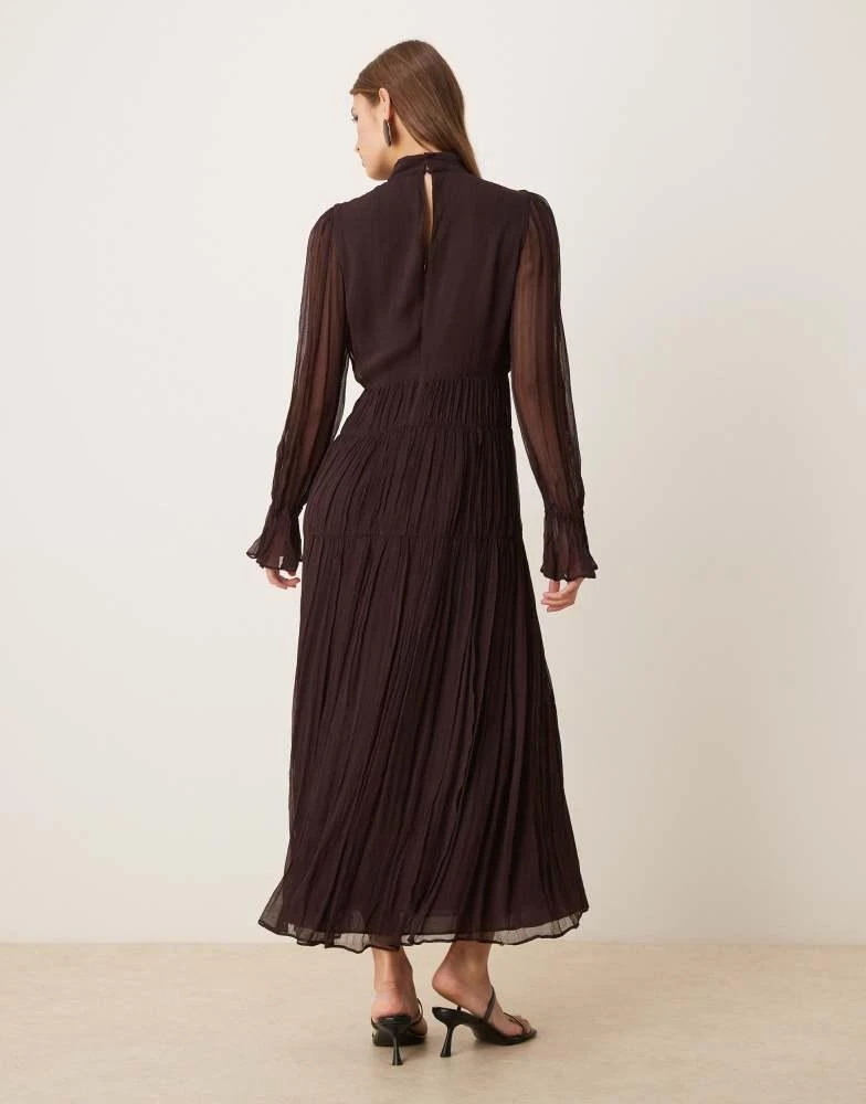 knee length dresses for ladies BLUSH FLORAL CHIFFON MAXI DRESS – LONG SLEEVE V-NECK TIERED BOHO DRESS –  Kelly Grace Brands main image 1