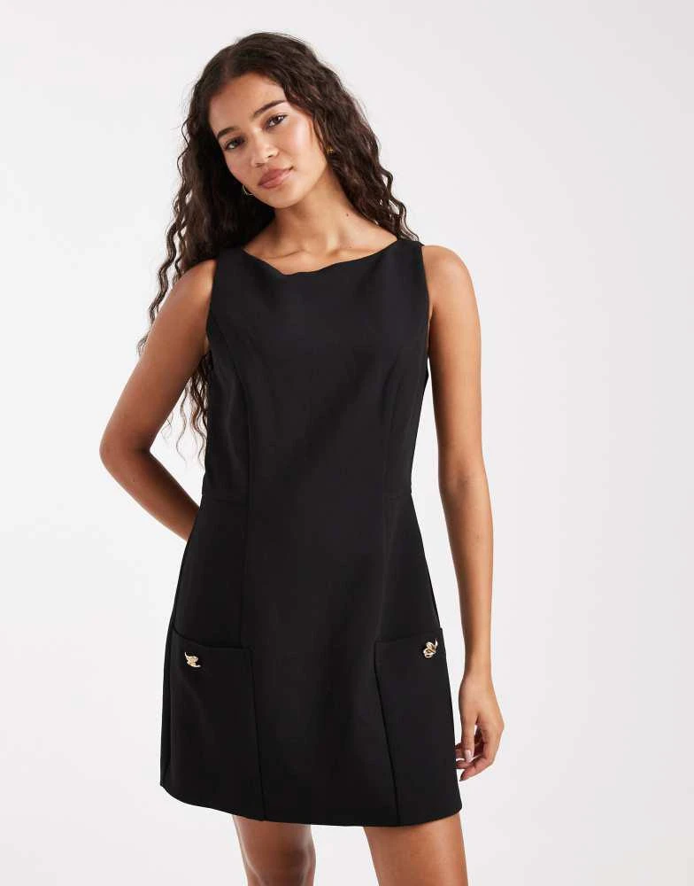 French Connection French Connection tailored playsuit with gold button detail in black 1