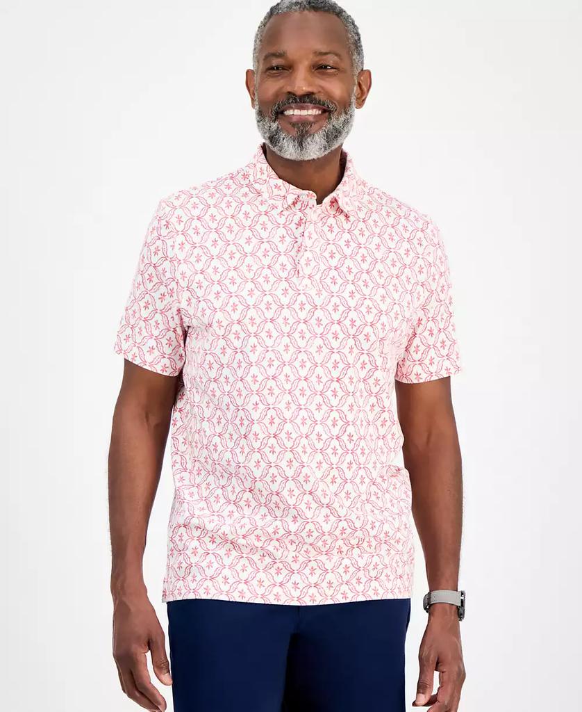 Club Room Men's Ted Short Sleeve Medallion Print Polo Shirt, Exclusively at Macy's