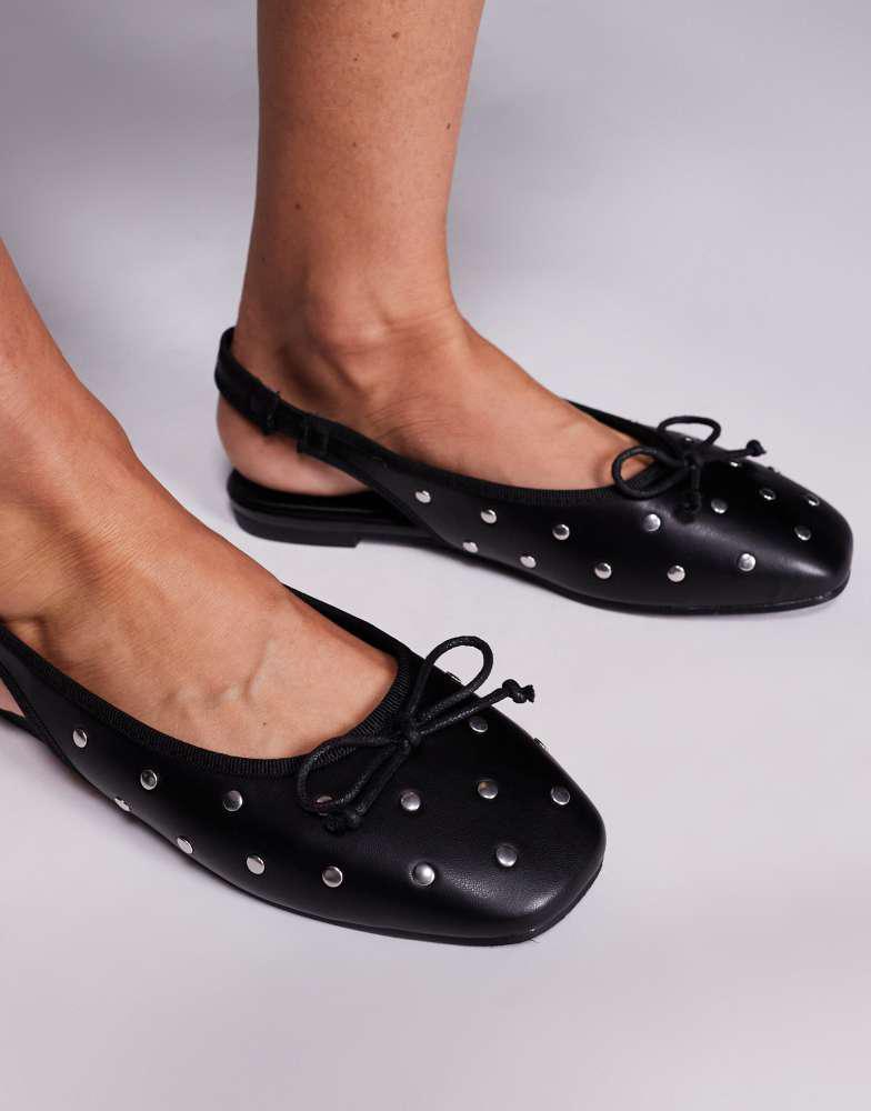 Public Desire Public Desire Bia sling back ballet flats with flat studs in black