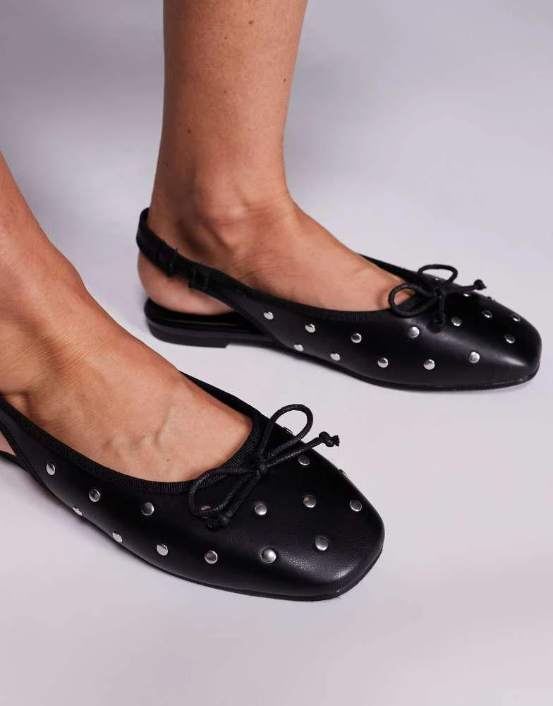 Public Desire Public Desire Bia sling back ballet flats with flat studs in black 2