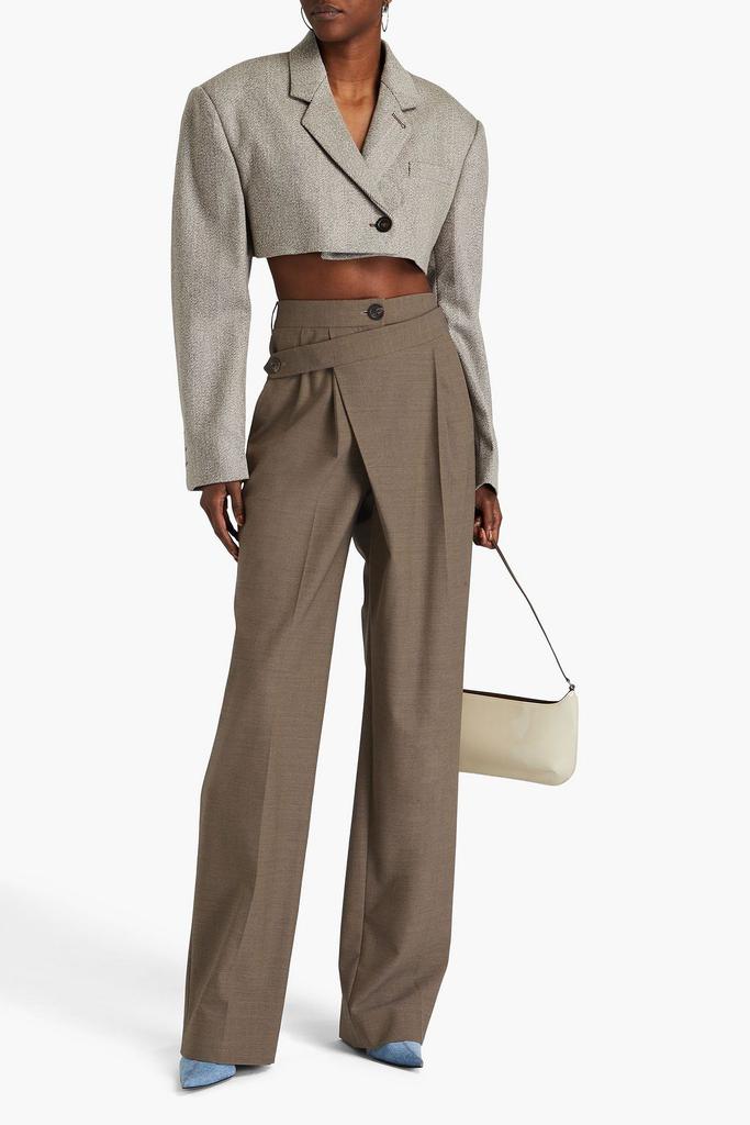 Peter Do Pleated layered twill wide-leg pants