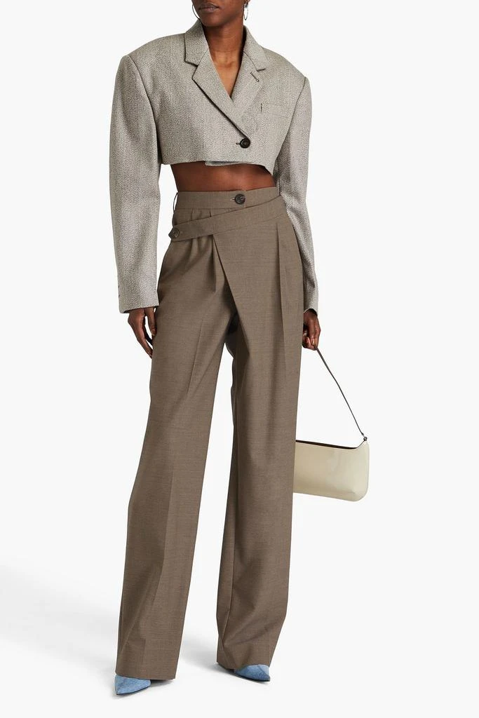 Peter Do Pleated layered twill wide-leg pants 2