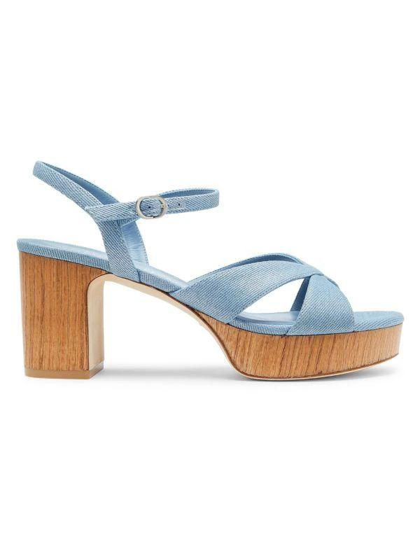 Stuart Weitzman Carmen 75MM Strappy Denim Sandals 1