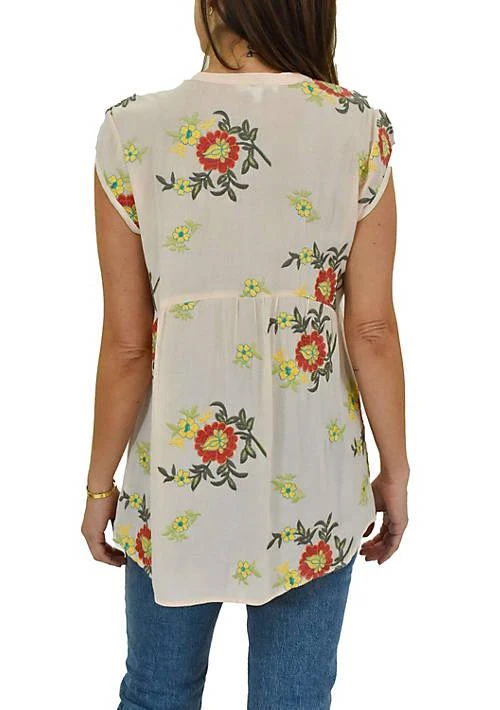 DR2 by Daniel Rainn By Daniel Rainn Floral Embroidered Top With Cap Sleeves 3