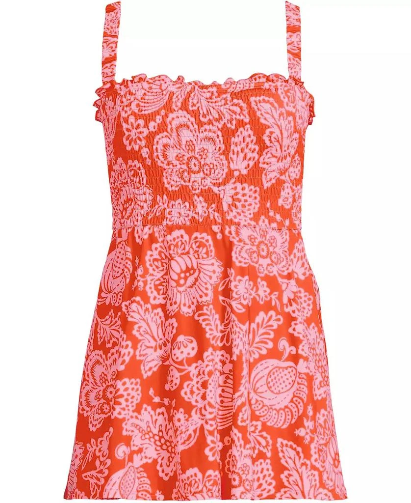 Lands
End Women
s Square Neck Smocked Mini Swim Dress 4