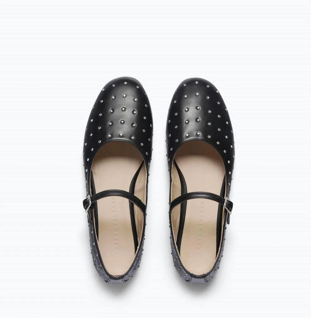 Freda Salvador Women's Aubrey Mary Jane Flat Shoes In Black Calf With Crystals 2