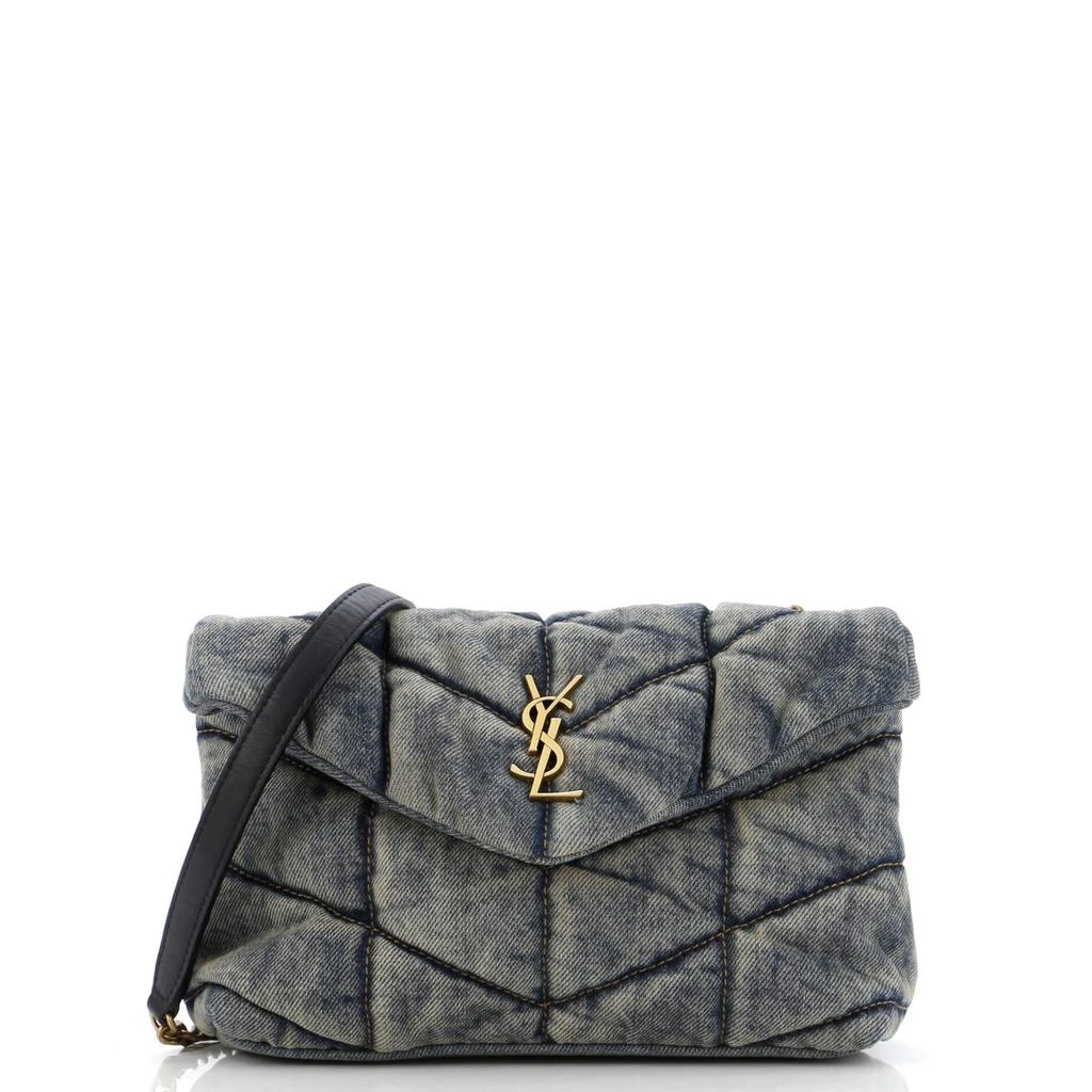 Yves Saint Laurent Loulou Puffer Shoulder Bag Quilted Vintage Denim Mini 1