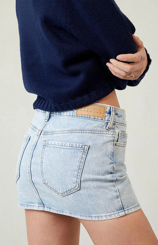 PacSun Bella Stretch Light Indigo Denim Mini Skirt 4