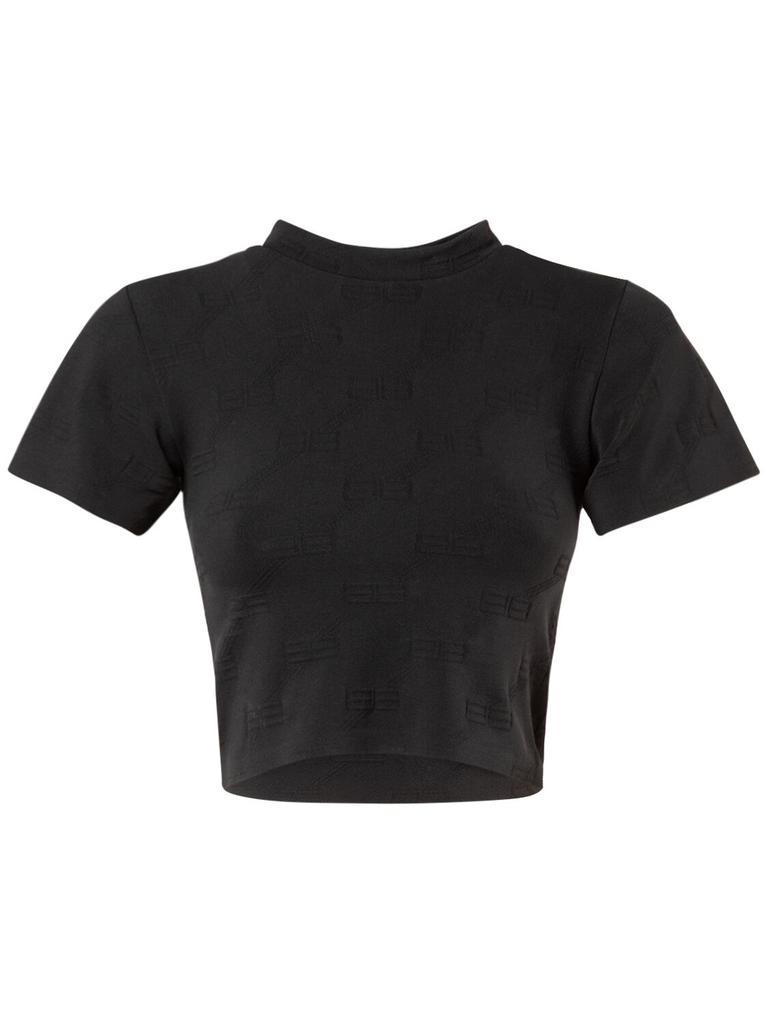 【BALENCIAGA】Back Cropped T-shirt Women's Balenciaga Back Cropped T-shirt in White/black