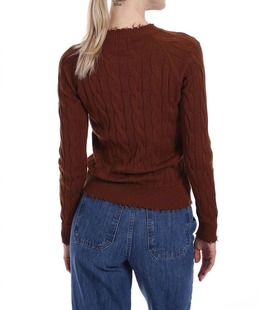 Minnie Rose Minnie Rose - Cotton Cable Frayed Edge Crew Sweater