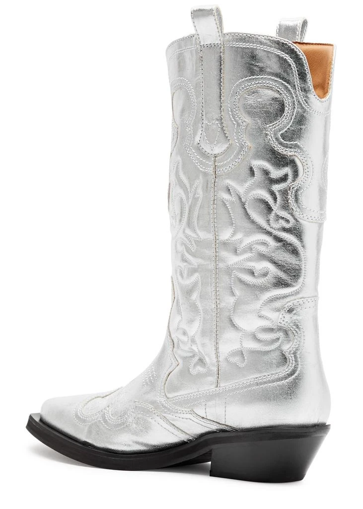Ganni 50 metallic faux leather cowboy boots 2