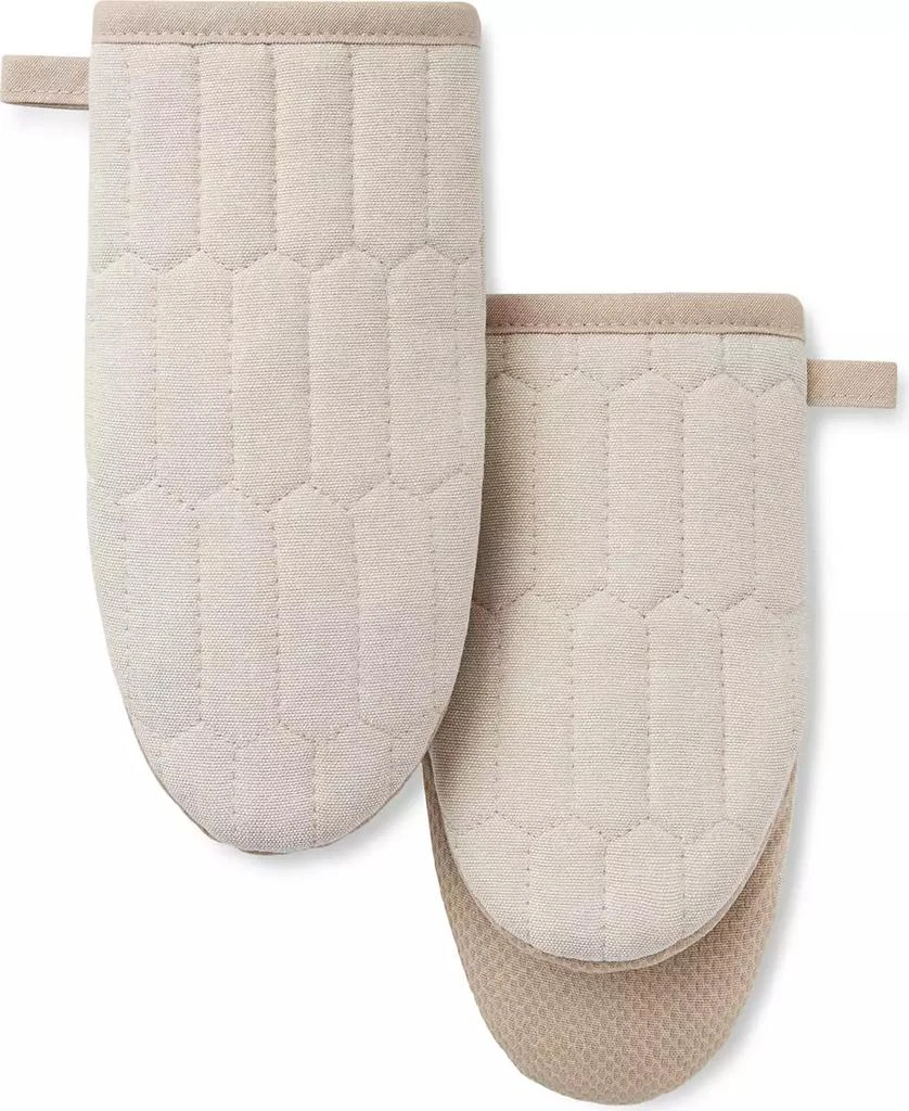 Martha Stewart Honeycomb Quilted Chambray Mini Oven Mitt Set, 5.5" x 8" 1