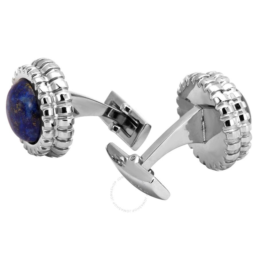 Picasso And Co Round Stainless Steel Cufflinks witth Lapis Lazuli