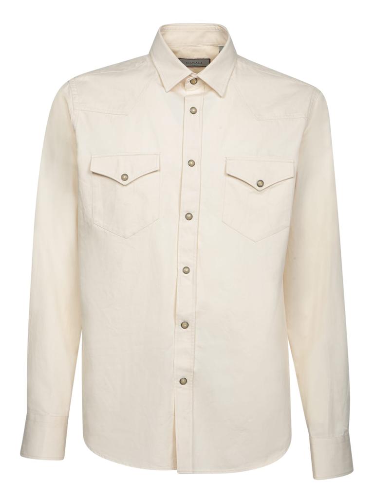 Canali Cream Denim Texan Shirt