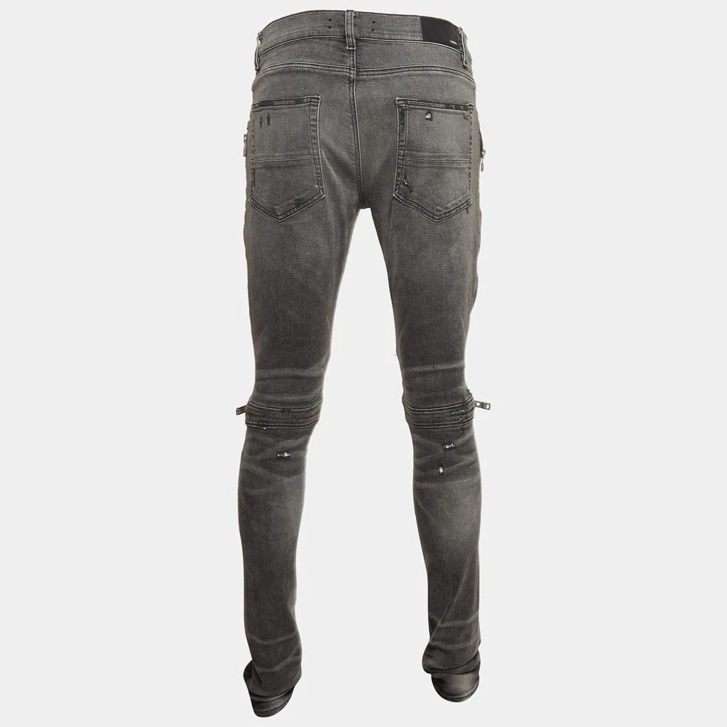 AMIRI Amiri Grey Washed & Distressed Denim Zipped Jeans L Waist 33" 2