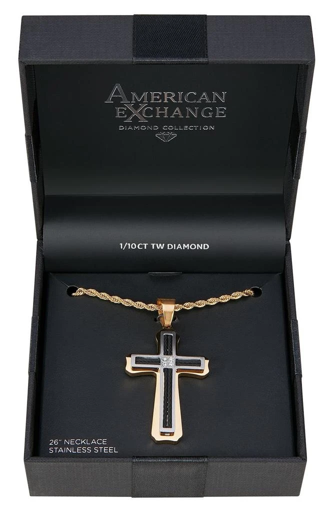 AMERICAN EXCHANGE Men's Diamond Accent Cross Pendant Necklace - 0.10ct. 3