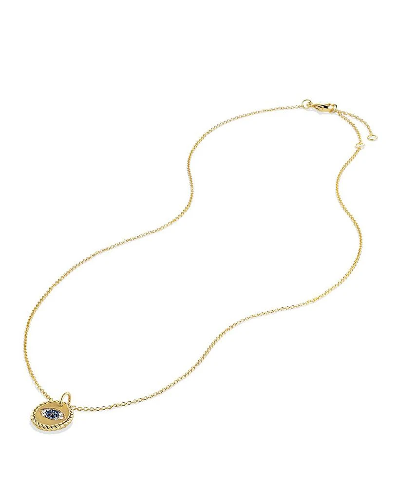 David Yurman Cable Collectibles Evil Eye Charm Necklace with Blue Sapphire and Diamonds in 18K Gold 4