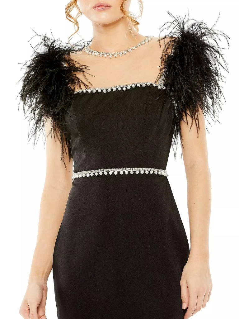Mac Duggal Feather & Pearl-Embellished Midi-Dress 3
