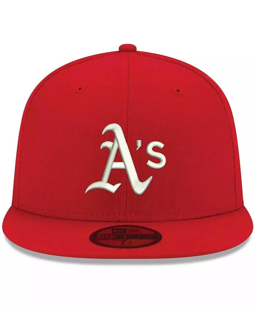 New Era Men's Red Oakland Athletics Logo White 59FIFTY Fitted Hat 2