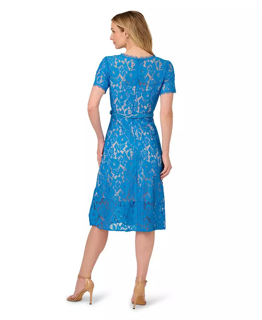 Adrianna Papell Women's Short-Sleeve Knit Lace Dress