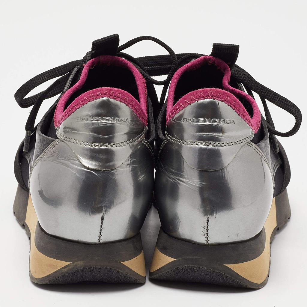 【関税&送料込】Balenciaga Black Synthetic Leather And Mesh Balenciaga Black Leather and Mesh Track Runner Sneakers Size