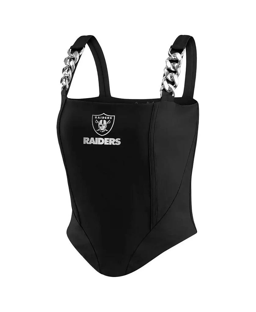 WEAR by Erin Andrews x Gracie Hunt Women's Black Las Vegas Raiders Chain Link Corset Top 3