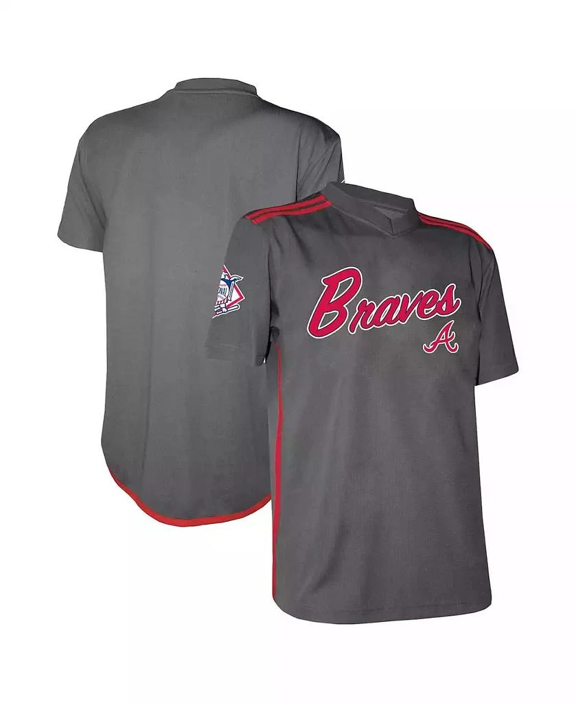 Stitches Men
s Charcoal Atlanta Braves Team V-Neck Jersey
