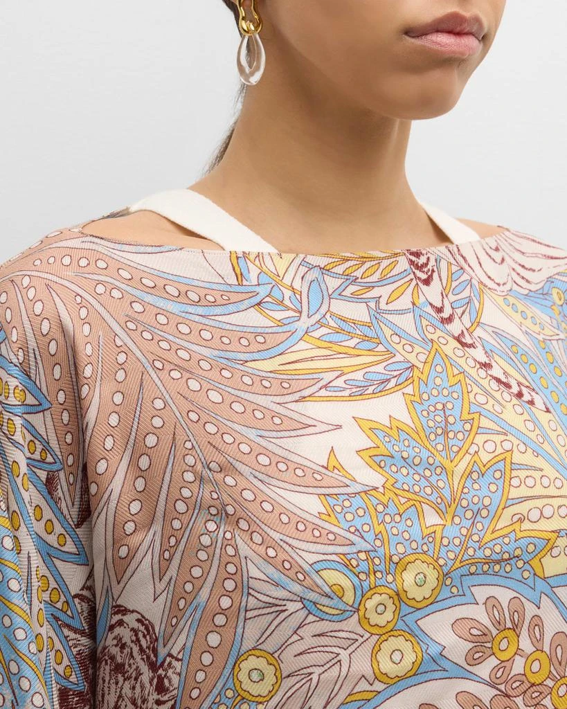 Rani Arabella Amazonia Pink Print Cashmere-Blend Poncho 5