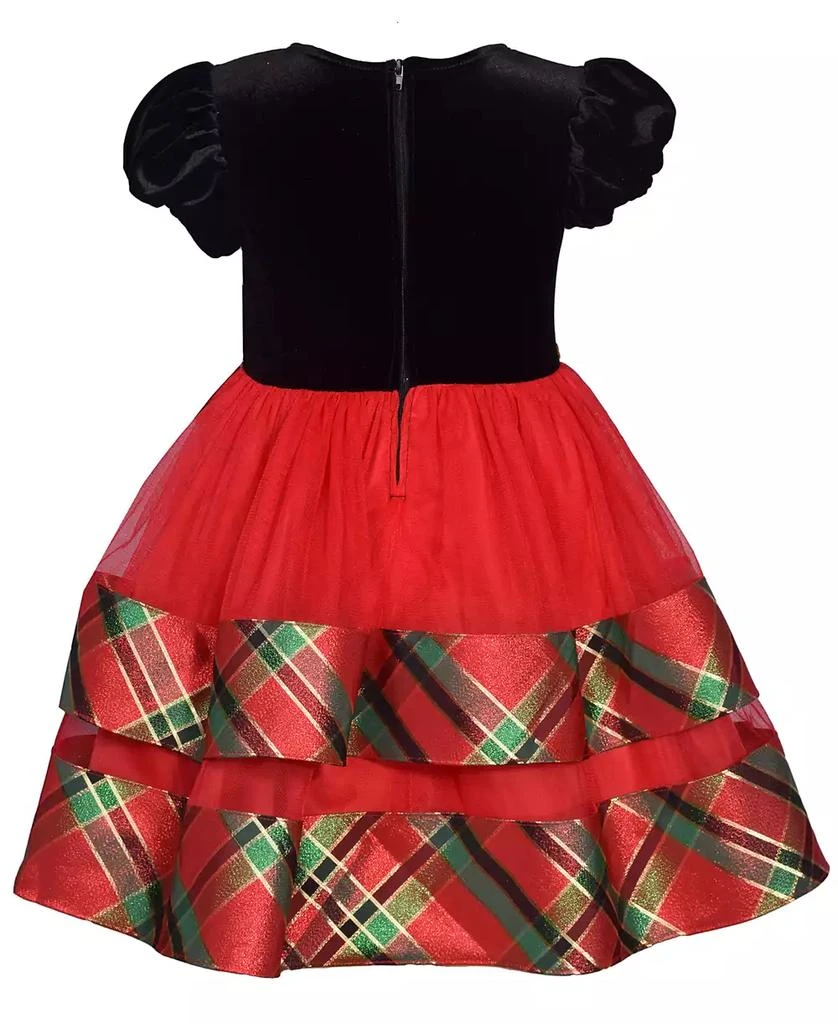 Bonnie Jean Toddler Girls Stretch Velvet to Tiered Plaid Dress 2