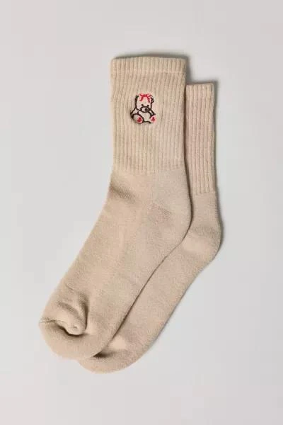 Urban Outfitters Icon Embroidered Quarter Crew Sock 1