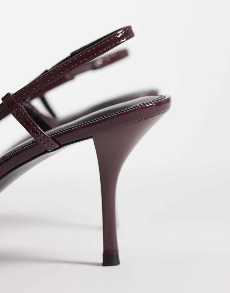 Mango Mango sling back heels in burgundy 3