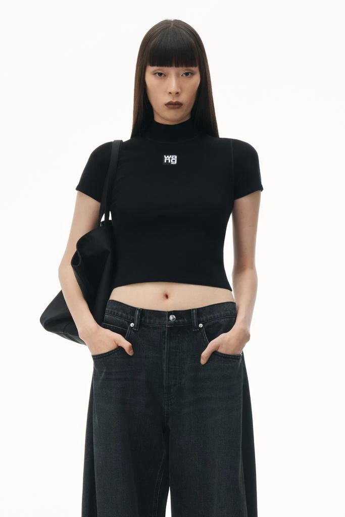 Alexander Wang LOGO PATCH MOCKNECK TOP IN BODYCON KNIT 1